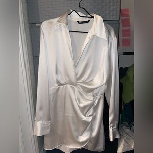 Zara white silk dress